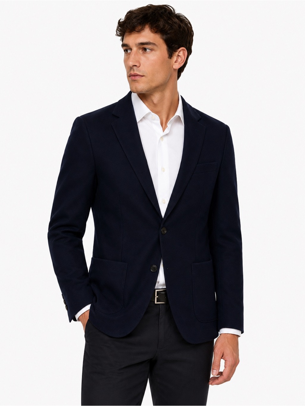 J.Crew Slim-Fit Knit Suit Wool Cotton Jacket Navy Blue XL